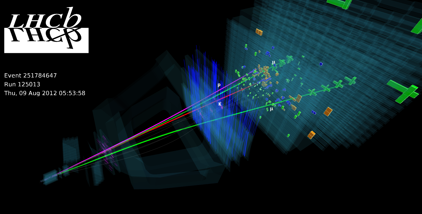   An event display recorded in 2012, during LHC Run 1.